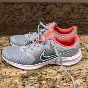 Nike Women's Athletic Shoes in Gray and Coral with Teal Accents